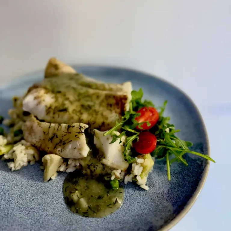 🐟 Pieczona miruna na risotto warzywnym 🥦🥕