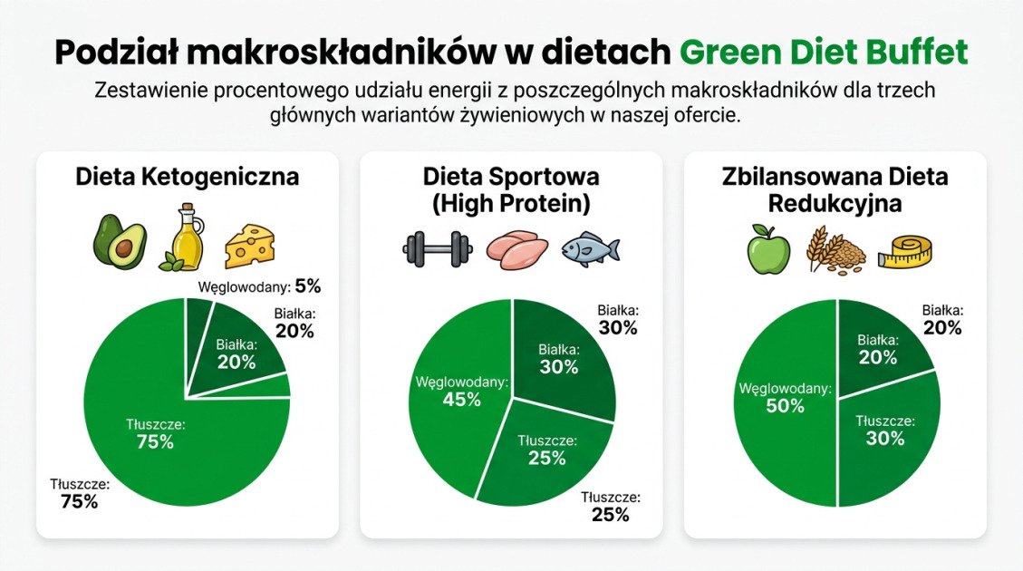 Podział makroskładników w dietach Green Diet Buffet